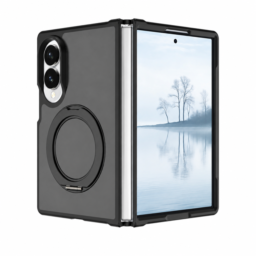 Magnetic Rotating Stand Case for Samsung Galaxy Z Fold, Anti-Fall Bayer TPU+PC Skin-Feel Matte Protective Cover