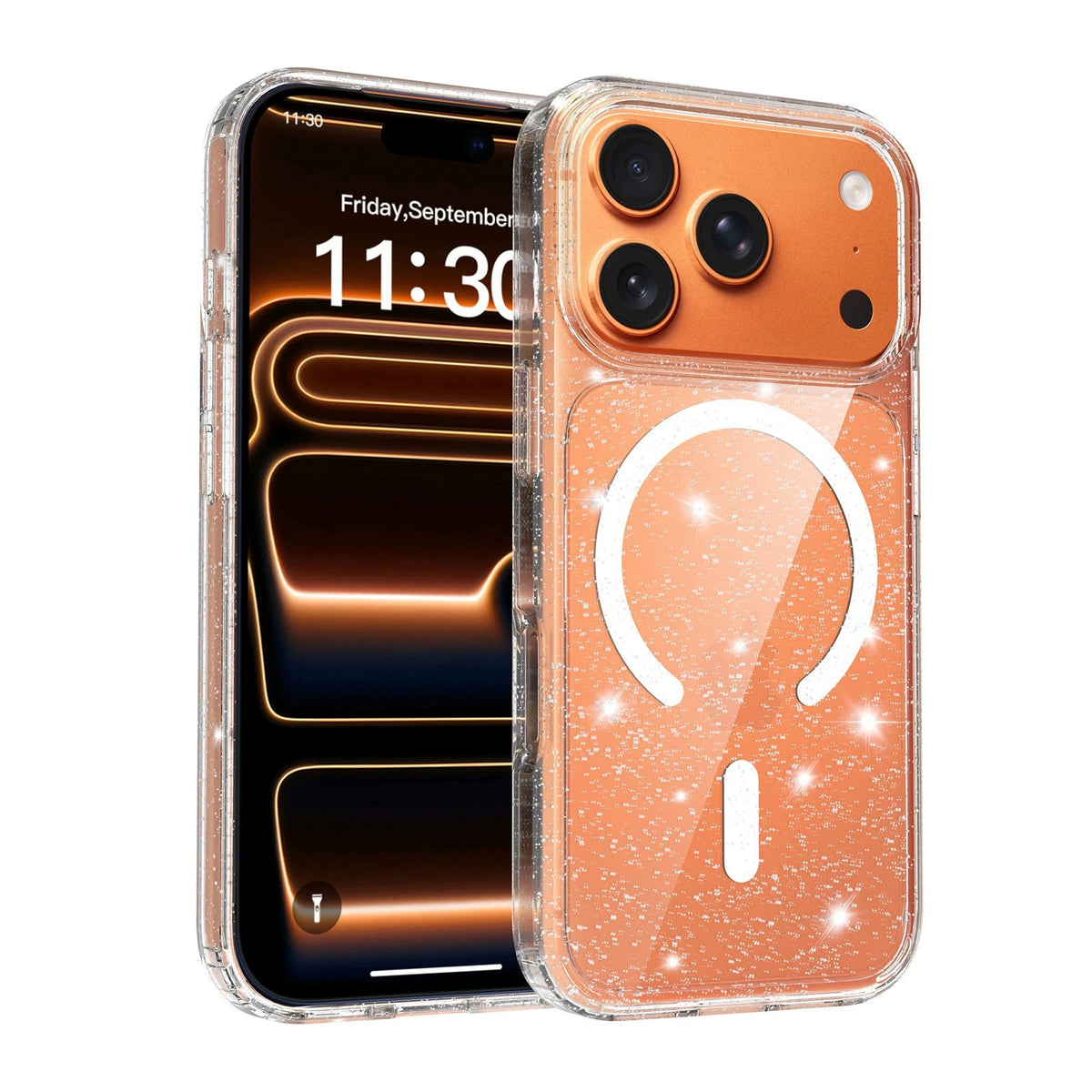 Glitter Translucent Phone Case for iPhone 16/17, Shockproof Protective Cover (Ac