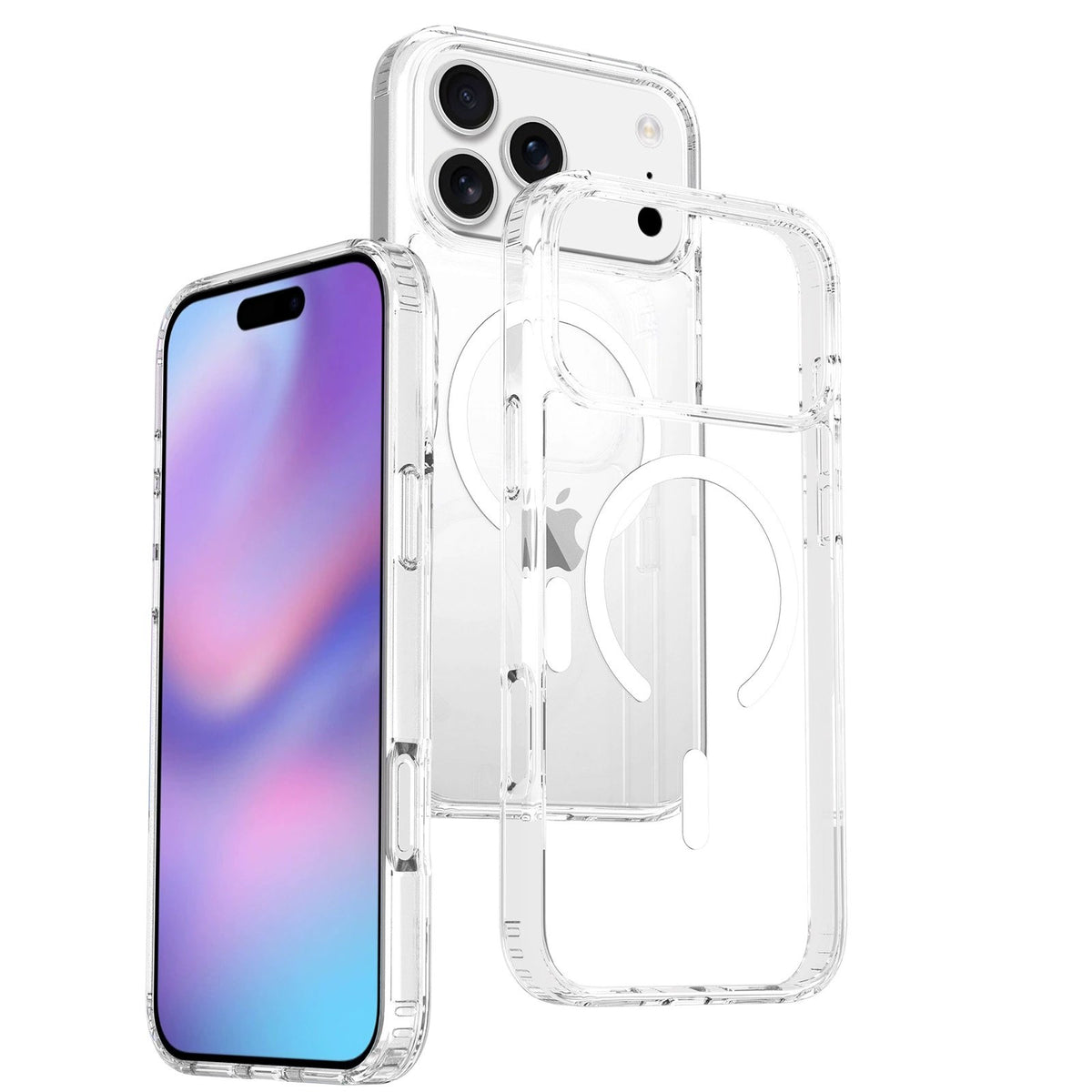 Cross-border Transparent Magnetic Phone Case for iPhone, Full Coverage Shockproo