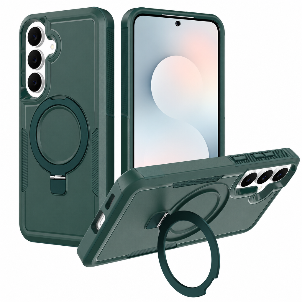 Sanfeng Magnetic Stand Phone Case for Samsung S25 S26FE, Two-in-One Shockproof Anti-Drop Solid Color Protective Cover