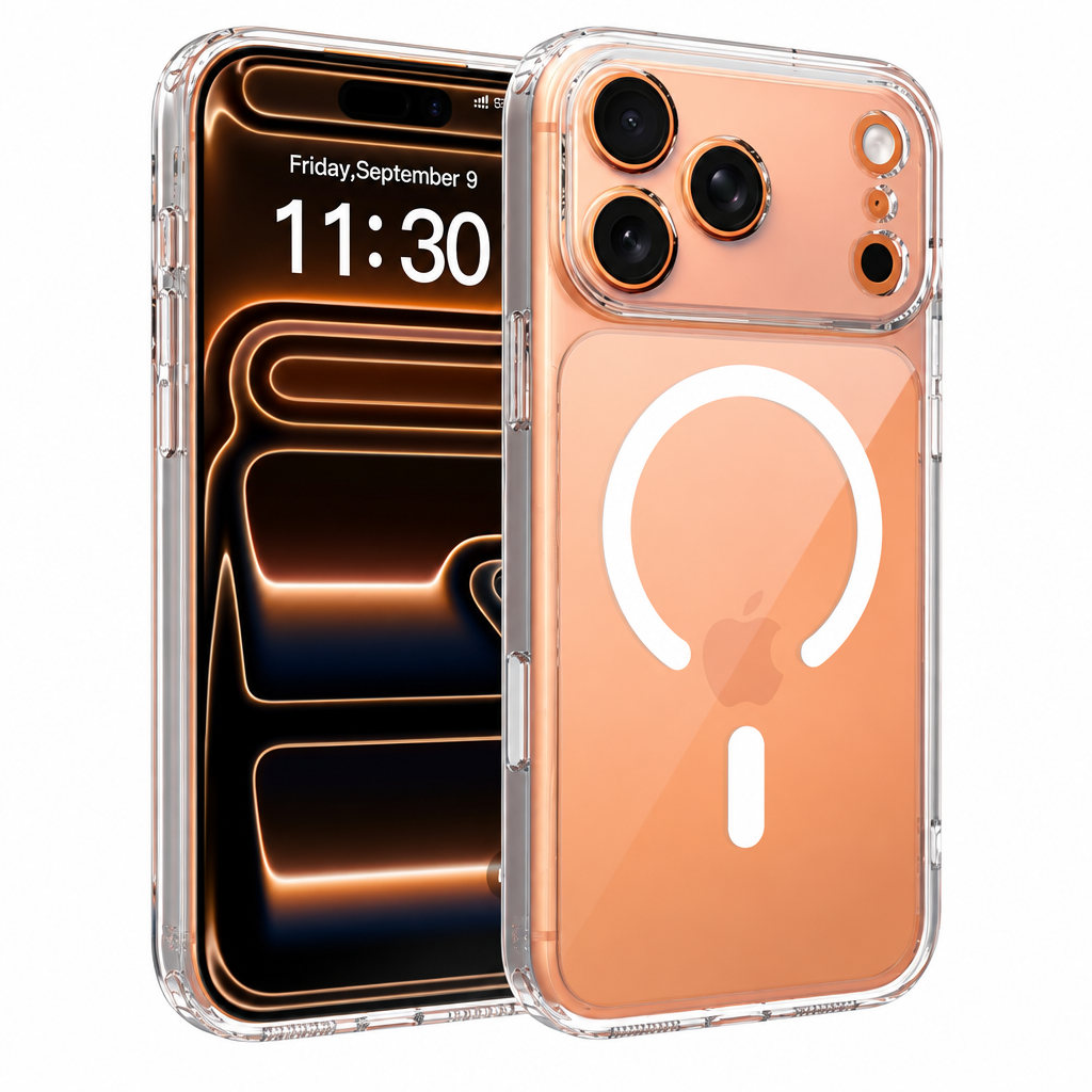 Transparent Magnetic Case for iPhone 16 Pro Max 15 14 Series Clear Shockproof TPU Cover with N52 Strong Magnet