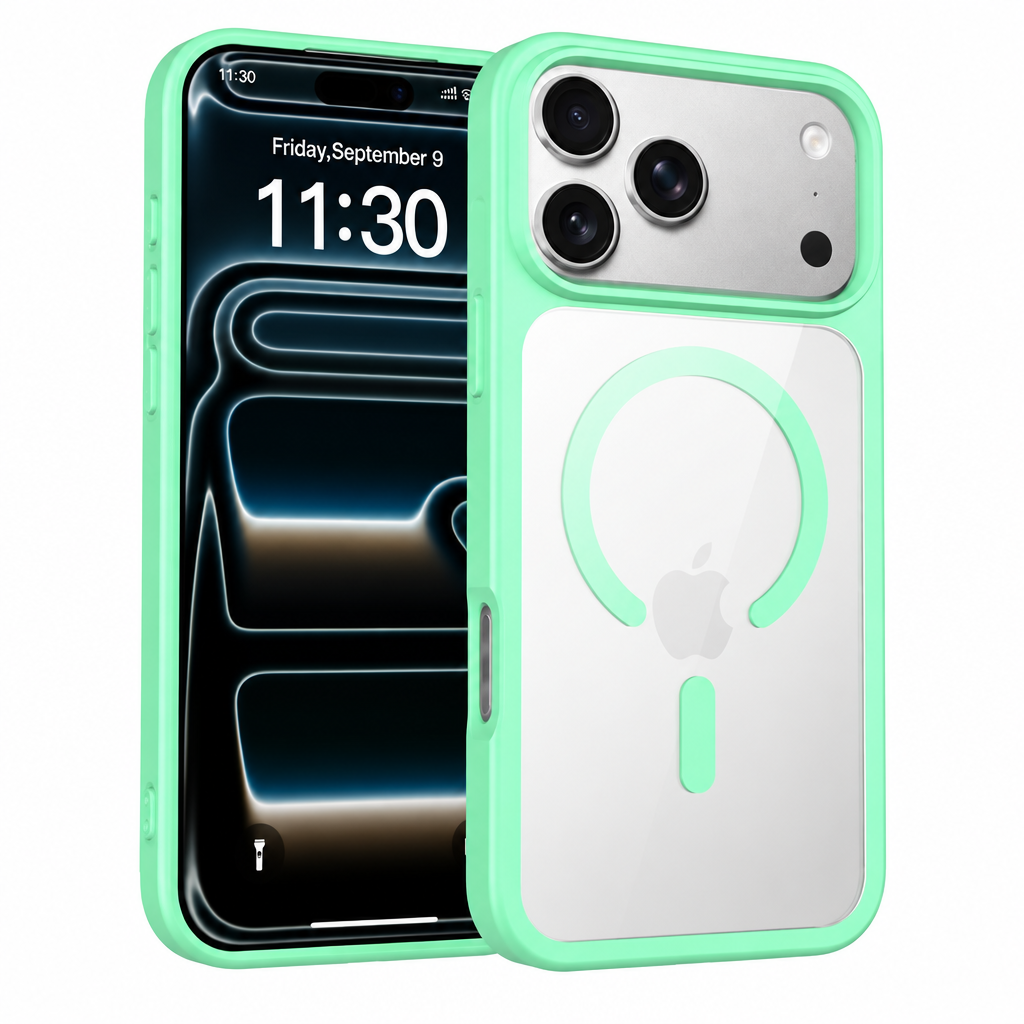 Magnetic Frosted Translucent Phone Case Compatible with iPhone 17 Air, Slim Anti-Fingerprint TPU Protective Cover (Black + Transparent)