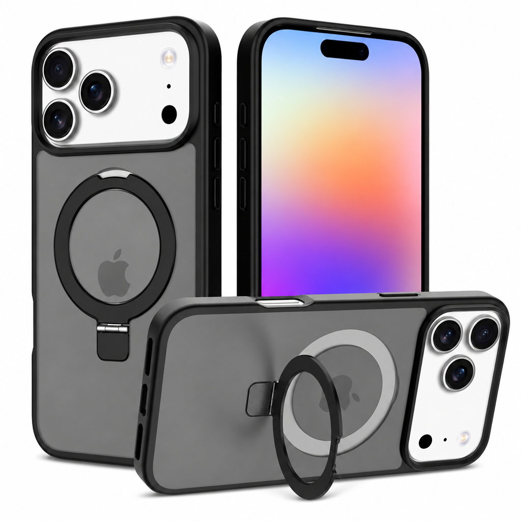 Magnetic Matte Phone Case with Invisible Kickstand for iPhone 16 & 17 Series, Shockproof TPU Protective Cover