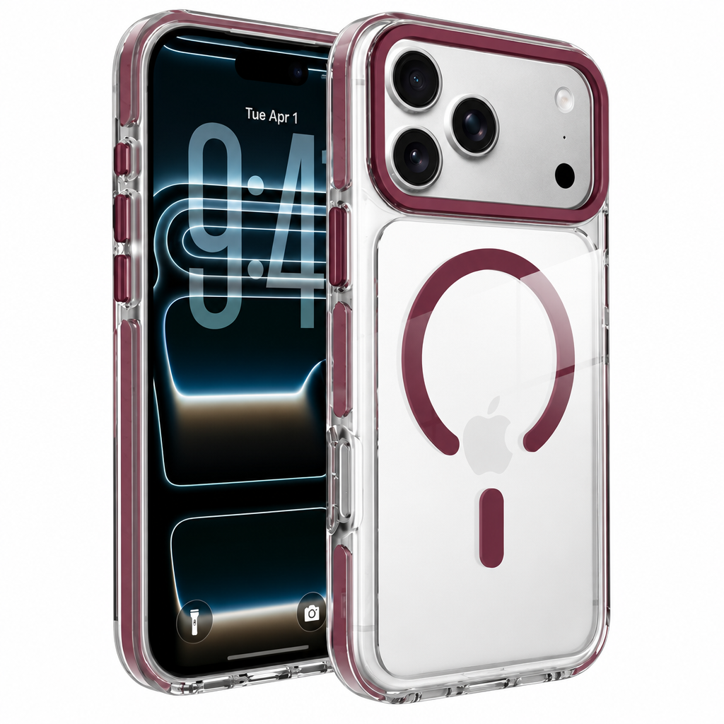 Sanfeng Transparent Shockproof Phone Case for iPhone, Dual-Color Clear Silicone Anti-Fingerprint Protective Cover