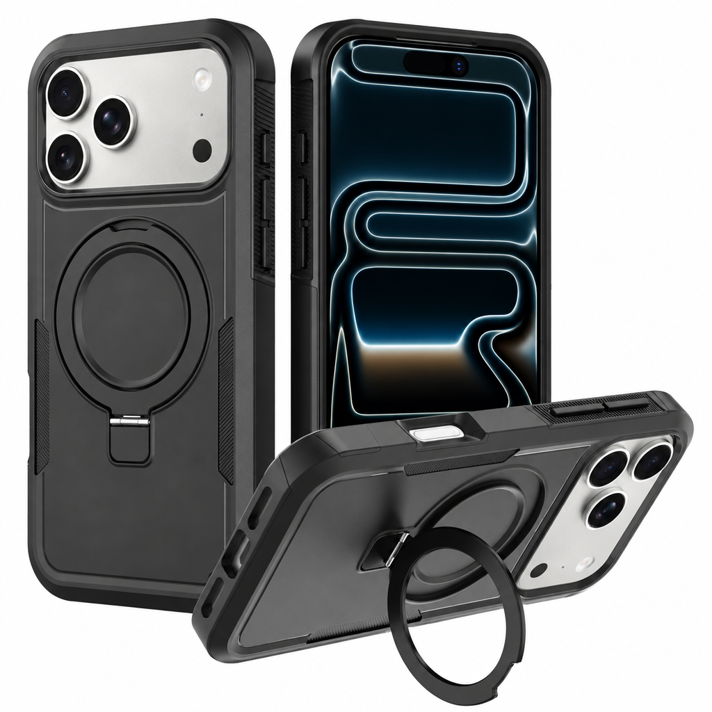 Sanfeng Magnetic Silicone Phone Case with Invisible Kickstand, Anti-Drop Protective Cover for iPhone