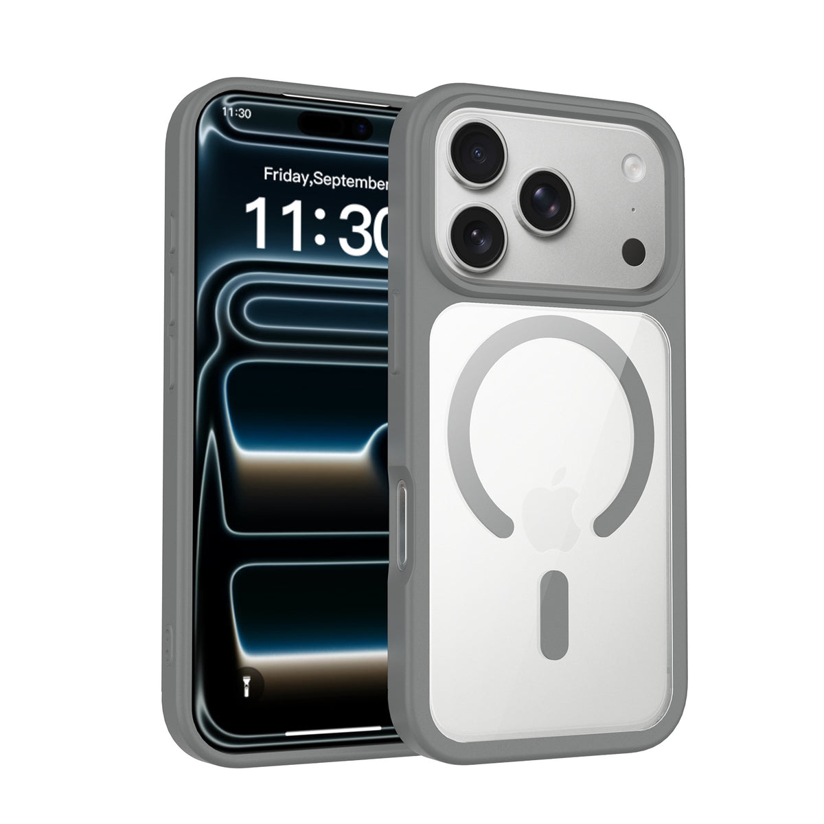 Magnetic Frosted Translucent Phone Case Compatible with iPhone 17 Air, Slim Anti-Fingerprint TPU Protective Cover (Black + Transparent)