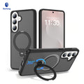 Magnetic Frosted Case with Rotating Ring Stand for Samsung Galaxy S25 S24 S23 Ultra Plus, Anti-Fingerprint Matte TPU Protective Cover