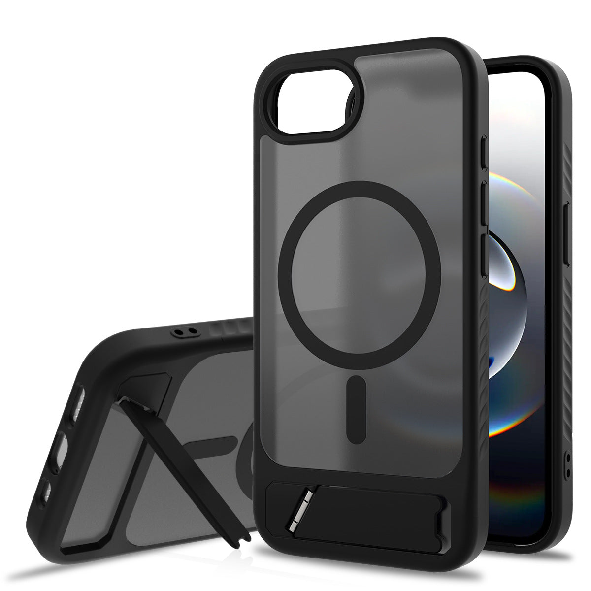 Sanfeng Magnetic Phone Case with Invisible Stand for iPhone 16 15 14 13 12 Pro Max, Frosted TPU Anti-Drop Protective Cover