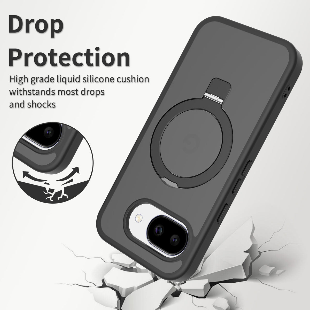 Magnetic Phone Case with Invisible Kickstand Compatible with Google Pixel, Anti-Fall All-Inclusive TPU+PC Protective Cover