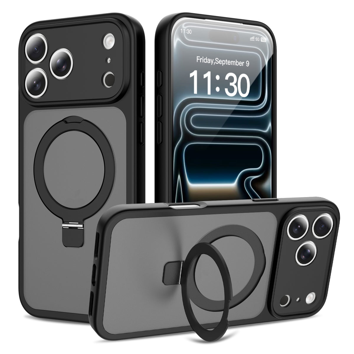 Magnetic Kickstand Phone Case Compatible with iPhone 17 Series, Shockproof TPU Protective Cover with Fine-Hole Camera Protection