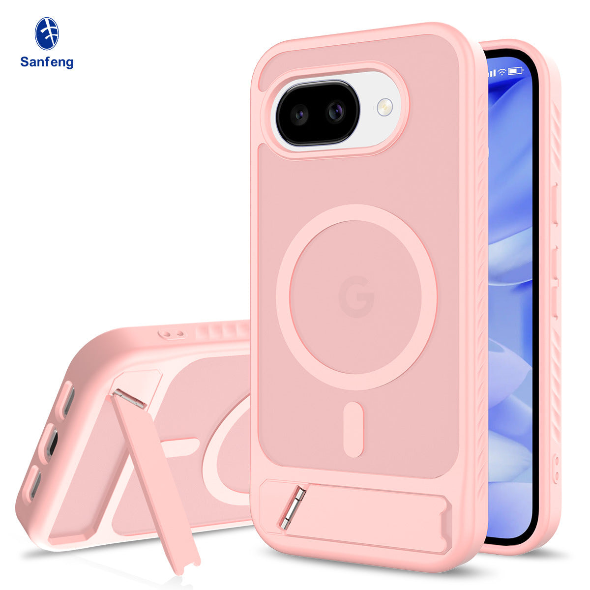 Magnetic Kickstand Phone Case, Frosted Matte 2-in-1 TPU+PC Shockproof Protective Cover with Invisible Bracket and Anti-Fingerprint Finish