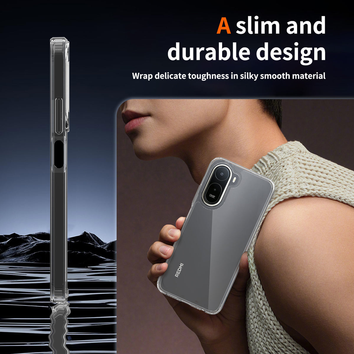 Clear Shockproof Silicone Case with Four-Corner Drop Protection for Redmi & Xiaomi Phones