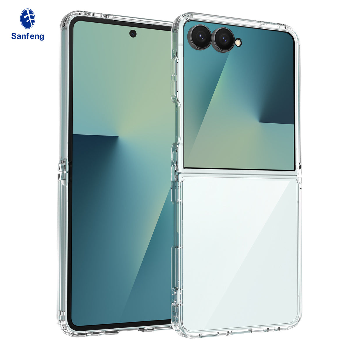 Clear TPU Shockproof Case Compatible with Samsung Galaxy Z Flip 7 and Z Flip 6, Transparent Two-Piece Folding Anti-Drop Protective Cover