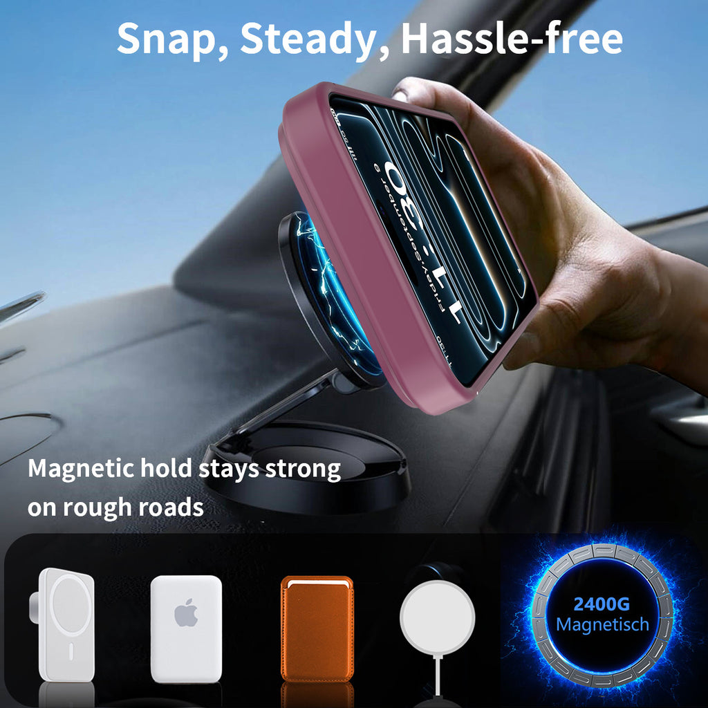 Sanfeng Magnetic Silicone Protective Case with Built-In Invisible Stand, Frosted Anti-Fingerprint Anti-Drop Phone Cover
