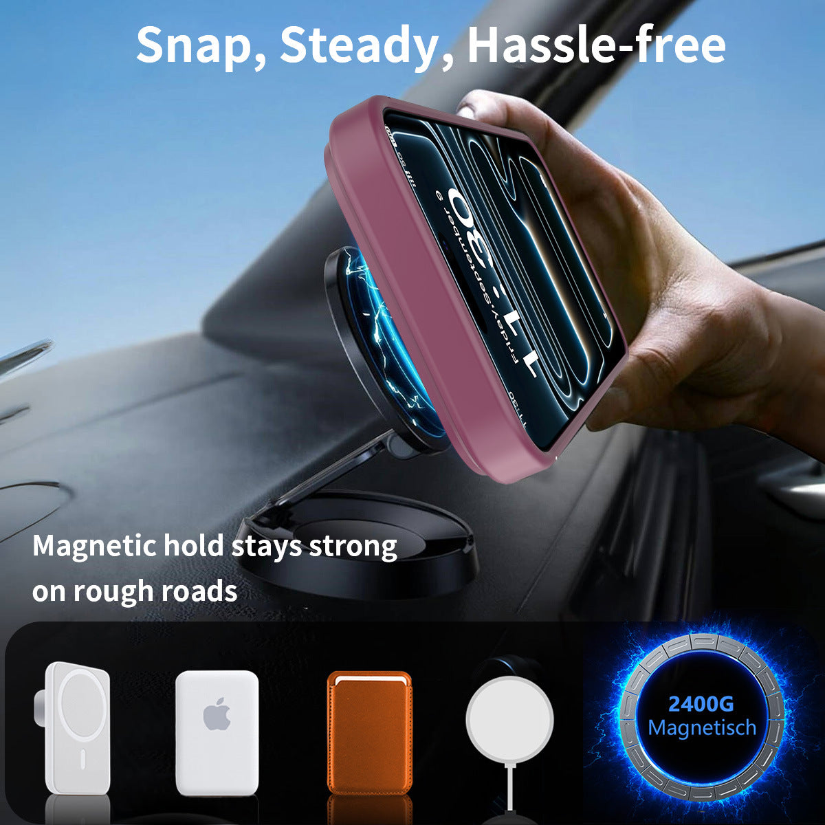 Sanfeng Magnetic Silicone Protective Case with Built-In Invisible Stand, Frosted Anti-Fingerprint Anti-Drop Phone Cover
