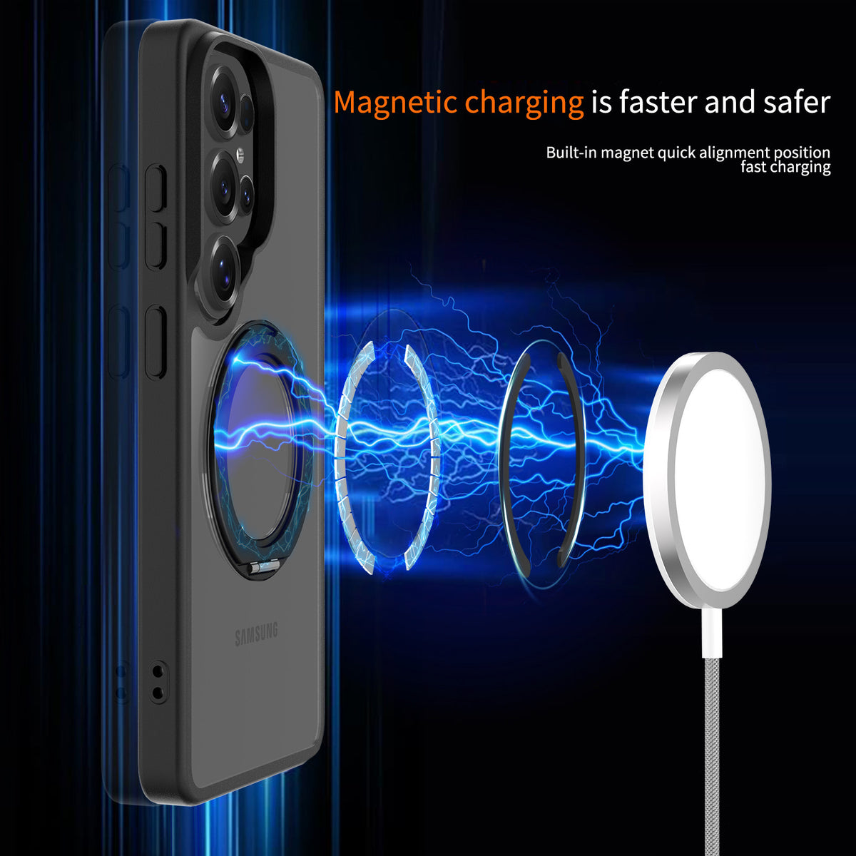 Magnetic Clear Case with Invisible Stand for Samsung Galaxy S25 S24 S23 Ultra Plus, Frosted TPU Anti-Fingerprint Protective Cover