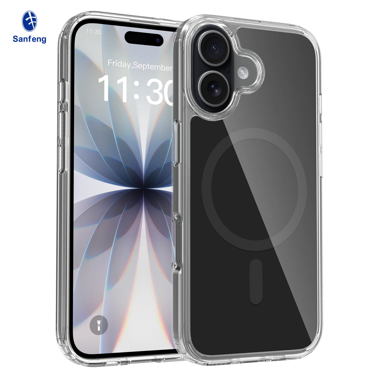 Magnetic Clear Protective Phone Case Compatible with iPhone 17 Air, Transparent TPU Silicone Cover (Transparent + Orange)