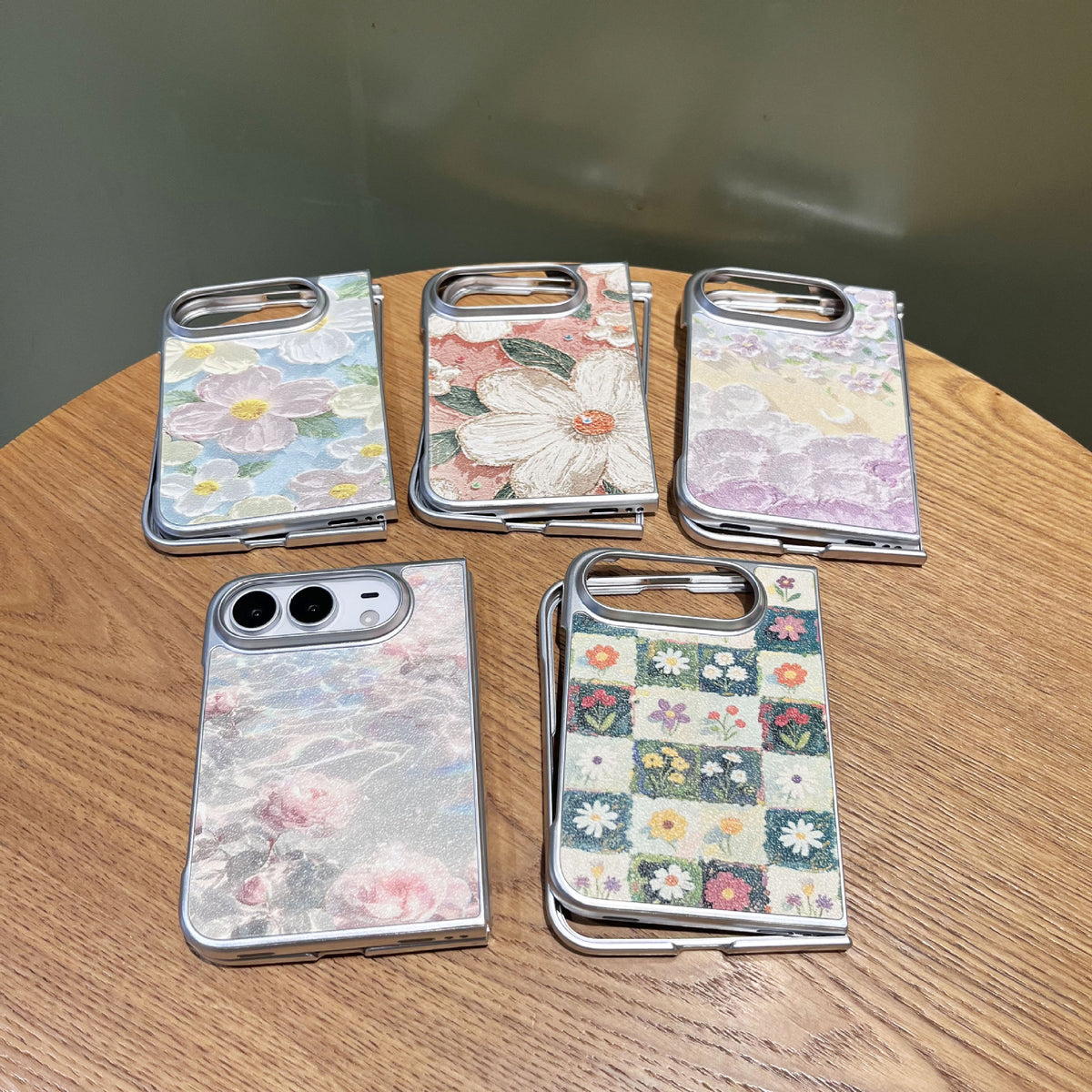 Ins-Style Floral Phone Case Compatible with iPhone, Oil Painting Moon Flowers Matte PC Protective Cover