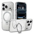 Transparent Magnetic Case with Kickstand for iPhone 17 Series, Shockproof Airbag TPU Cover with Anti-Fingerprint Finish (Clear + Orange)