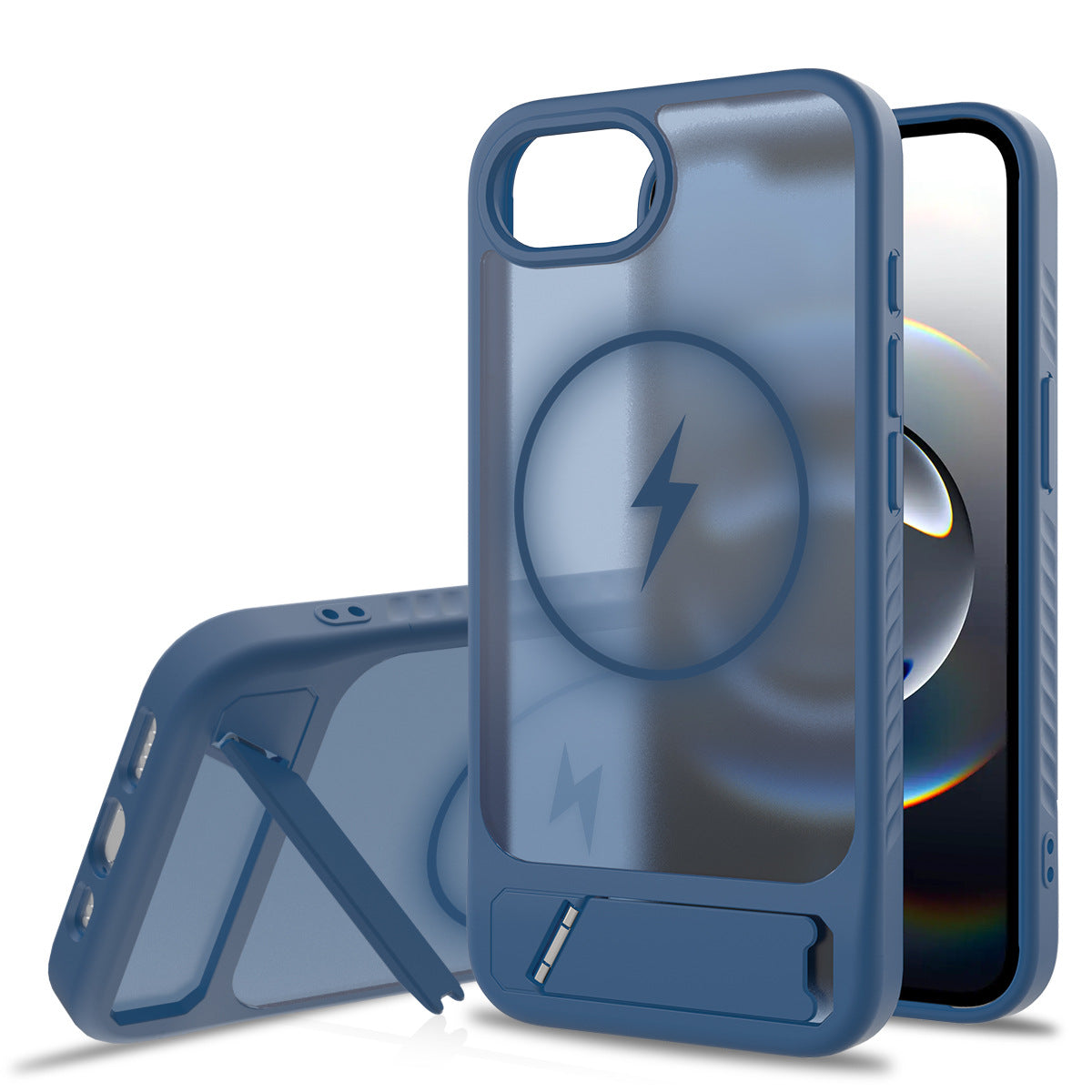 Sanfeng Magnetic Phone Case with Invisible Stand for iPhone 16 15 14 13 12 Pro Max, Frosted TPU Anti-Drop Protective Cover