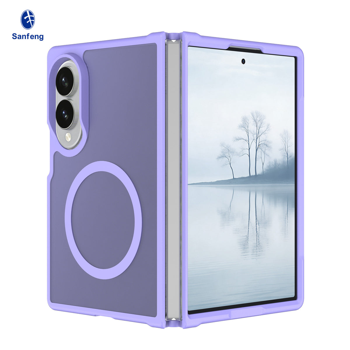 Sanfeng Magnetic Skin-Feel TPU Protective Phone Case for Samsung Z Fold Series - Slim Anti-Drop Foldable Cover