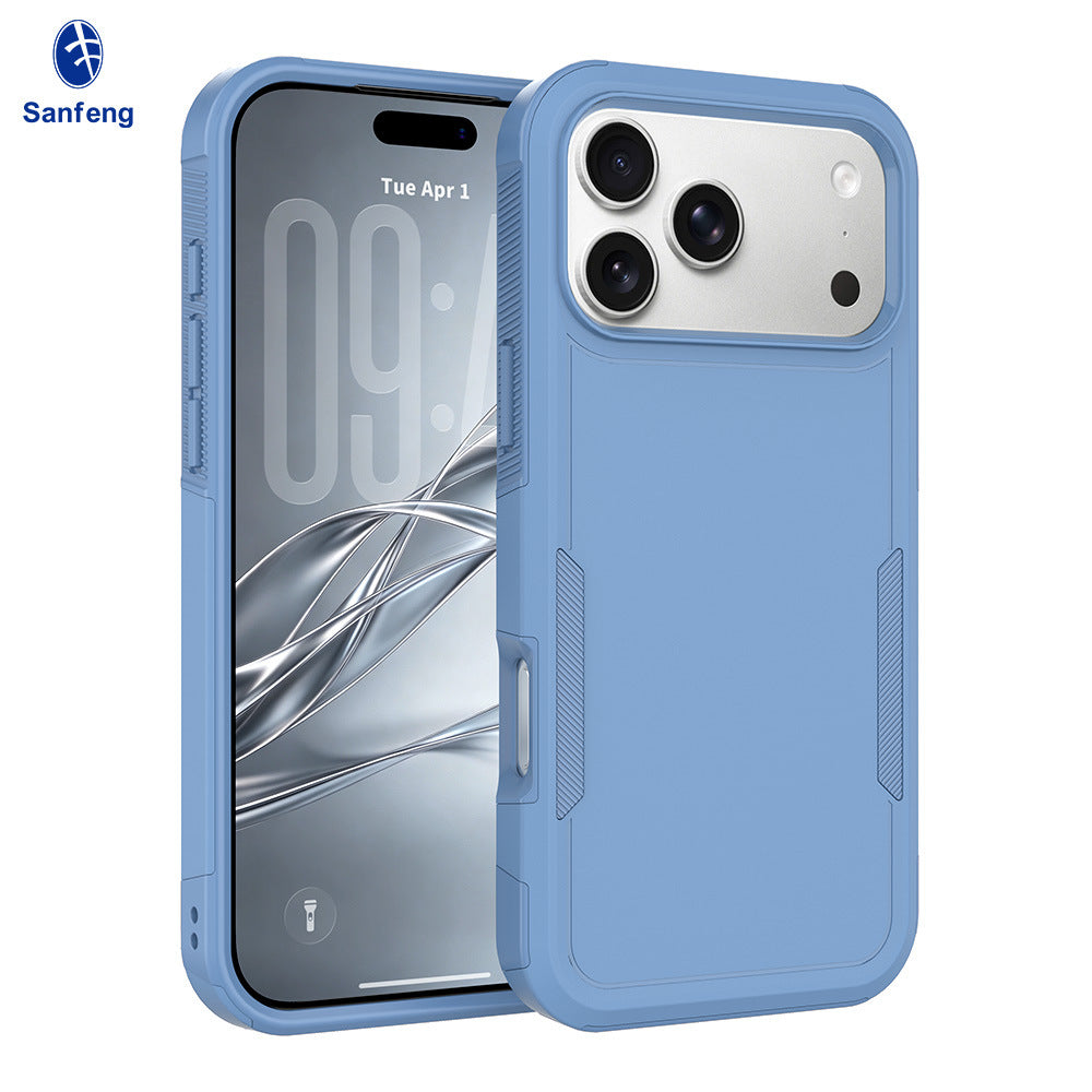Sanfeng 2-in-1 Shockproof Matte Silicone Phone Case with Kickstand, Anti-Drop Protective Cover