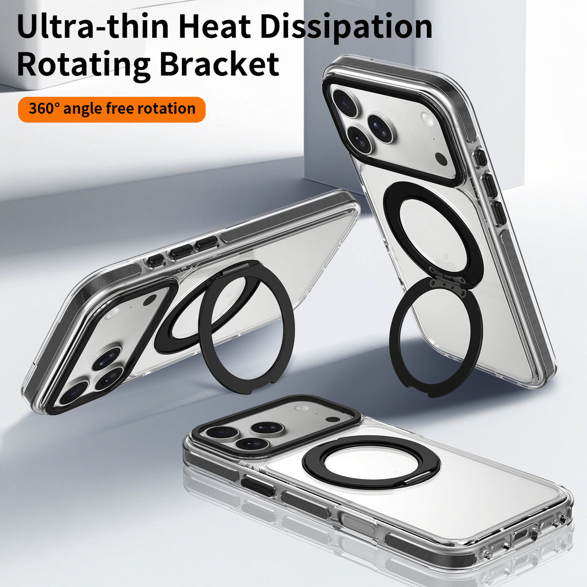 Silicone Anti-Fall Phone Case with Invisible Magnetic Lens Stand Compatible with iPhone 17, 16 & 15 Series, Two-Color Shockproof Cover