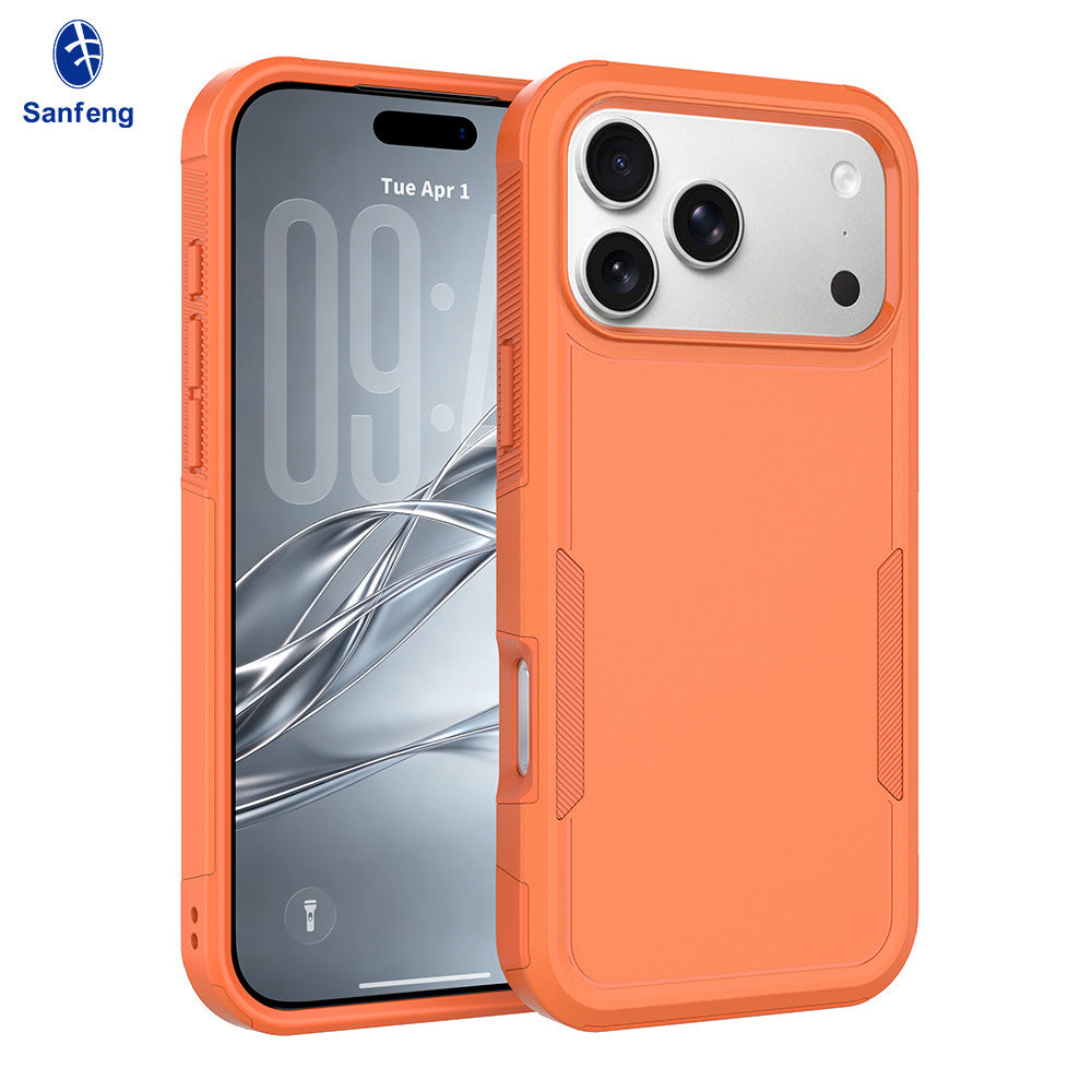 Sanfeng 2-in-1 Shockproof Matte Silicone Phone Case with Kickstand, Anti-Drop Protective Cover