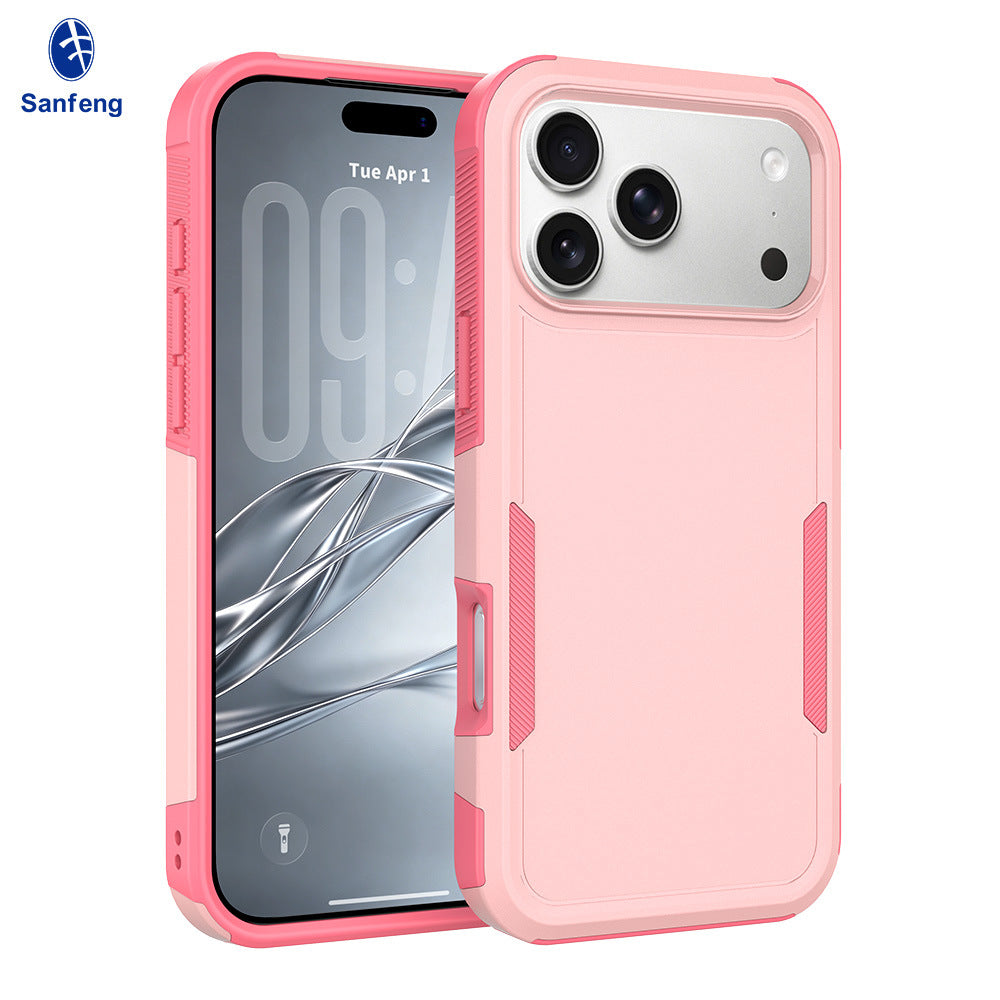 Sanfeng 2-in-1 Shockproof Matte Silicone Phone Case with Kickstand, Anti-Drop Protective Cover