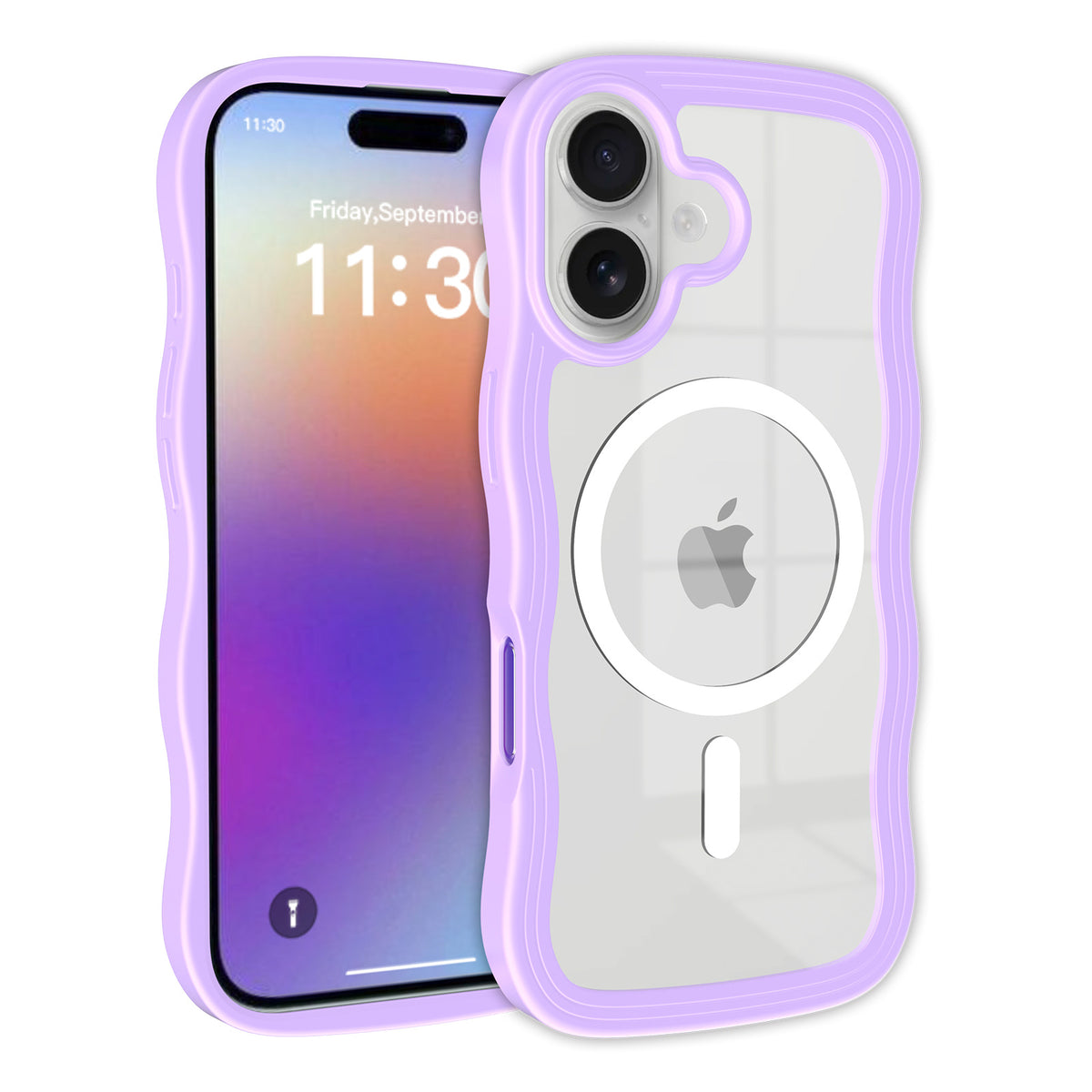 Magnetic Wave Edge Transparent Phone Case for iPhone 16 15 14 Pro Max TPU Shockproof Protective Cover