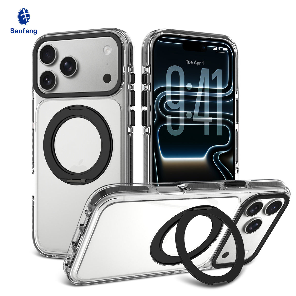 Silicone Anti-Fall Phone Case with Invisible Magnetic Lens Stand Compatible with iPhone 17, 16 & 15 Series, Two-Color Shockproof Cover