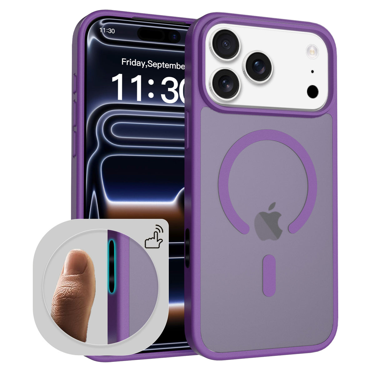 Sanfeng Skin-Feel Magnetic TPU Phone Case with Smart Button Cover, Anti-Fall Protective Slim Back Shell Compatible with iPhone 17 Air