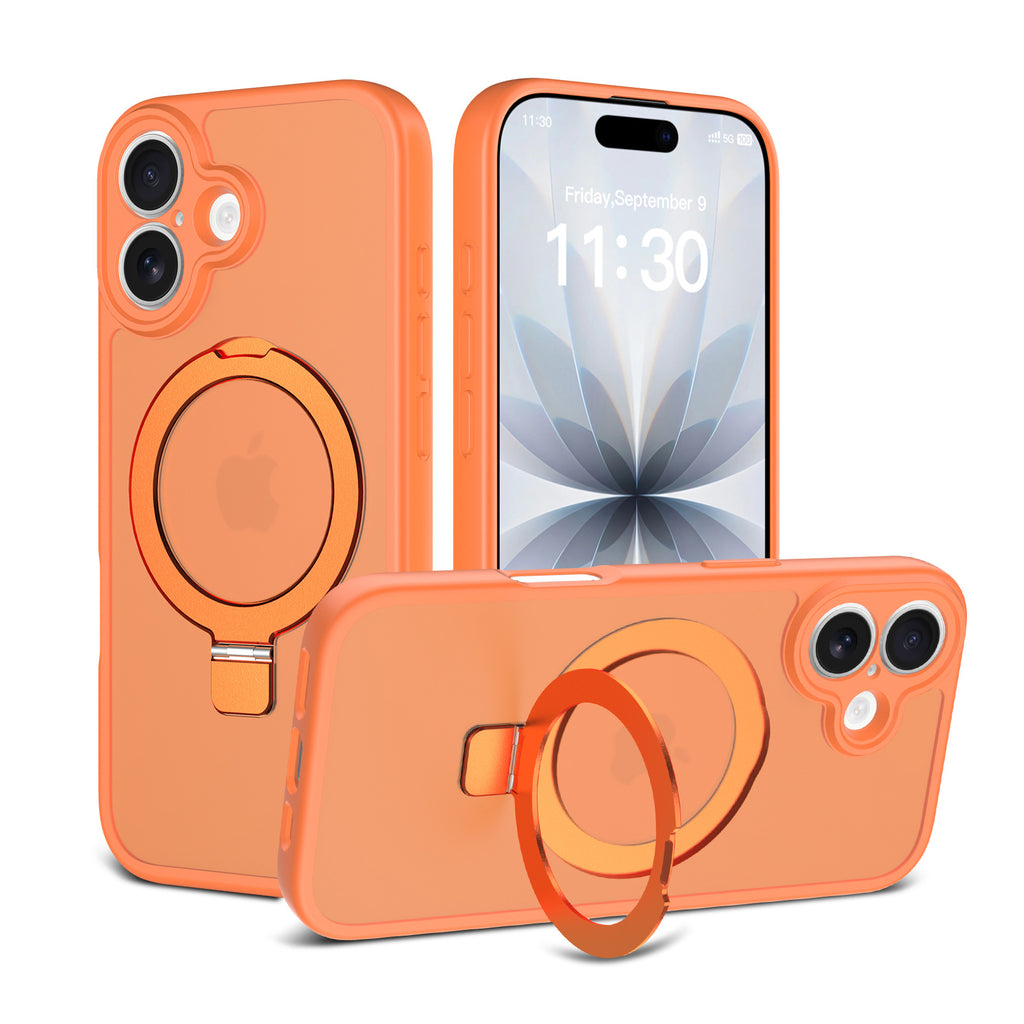 Magnetic Skin-Feel TPU Phone Case with Built-in Kickstand and Airbag Holder, Anti-Fingerprint Protective Cover Compatible with iPhone 17 Air