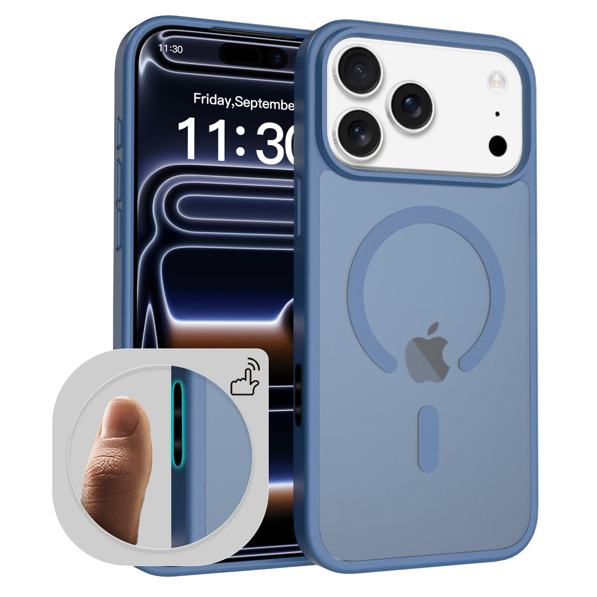 Sanfeng Skin-Feel Magnetic TPU Phone Case with Smart Button Cover, Anti-Fall Protective Slim Back Shell Compatible with iPhone 17 Air