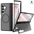 Magnetic Foldable Phone Case for Samsung Galaxy Z Fold with Built-in Spring Kickstand, Shockproof Silicone Protective Cover