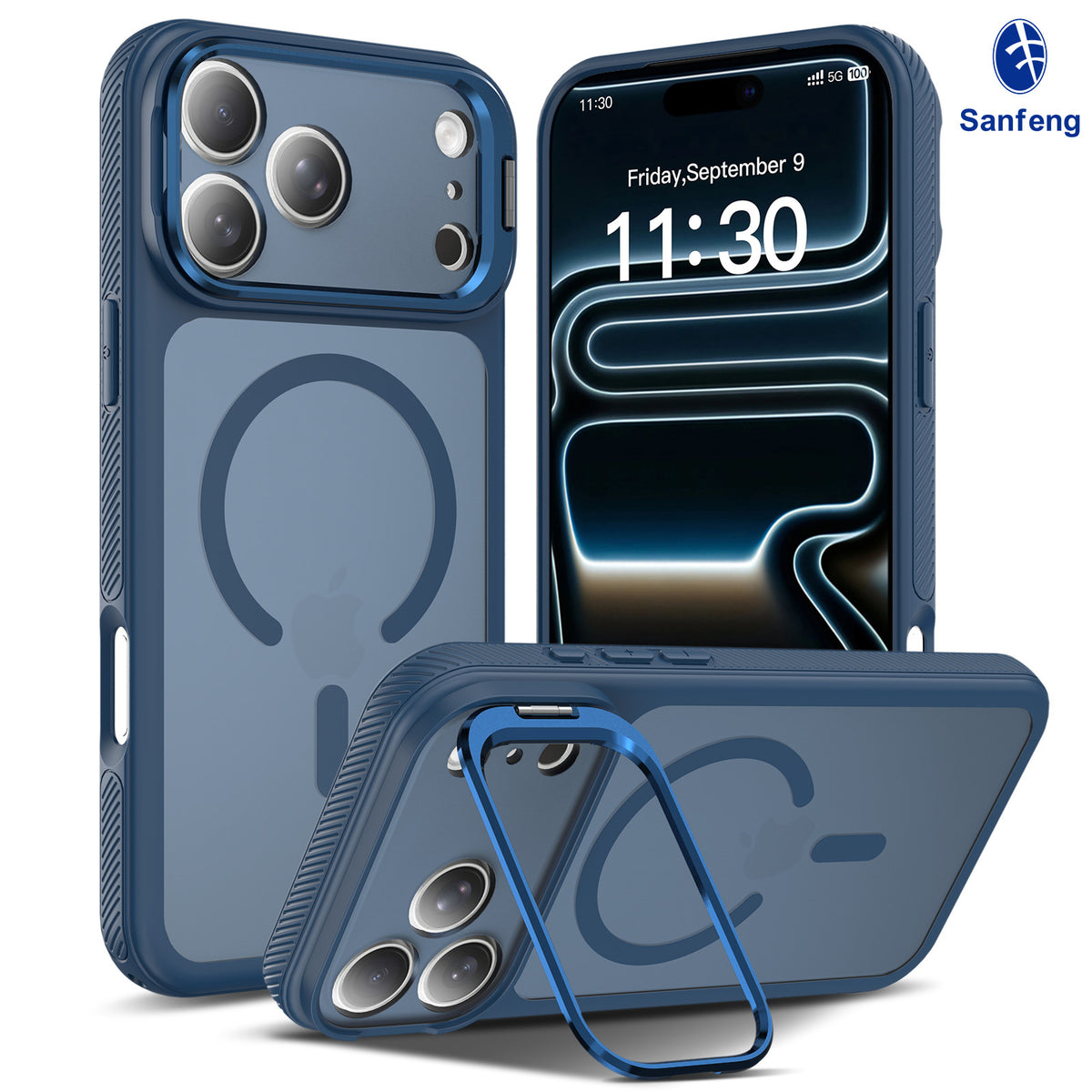 Magnetic Lens Holder Phone Case with Airbag Drop Protection, Anti-Fingerprint TPU Skin-Feel Cover for iPhone 16 & 17 Series