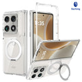 Clear Magnetic Case for Motorola with 360-Degree Rotating Ring Stand, Anti-Fingerprint Transparent Protective Phone Cover