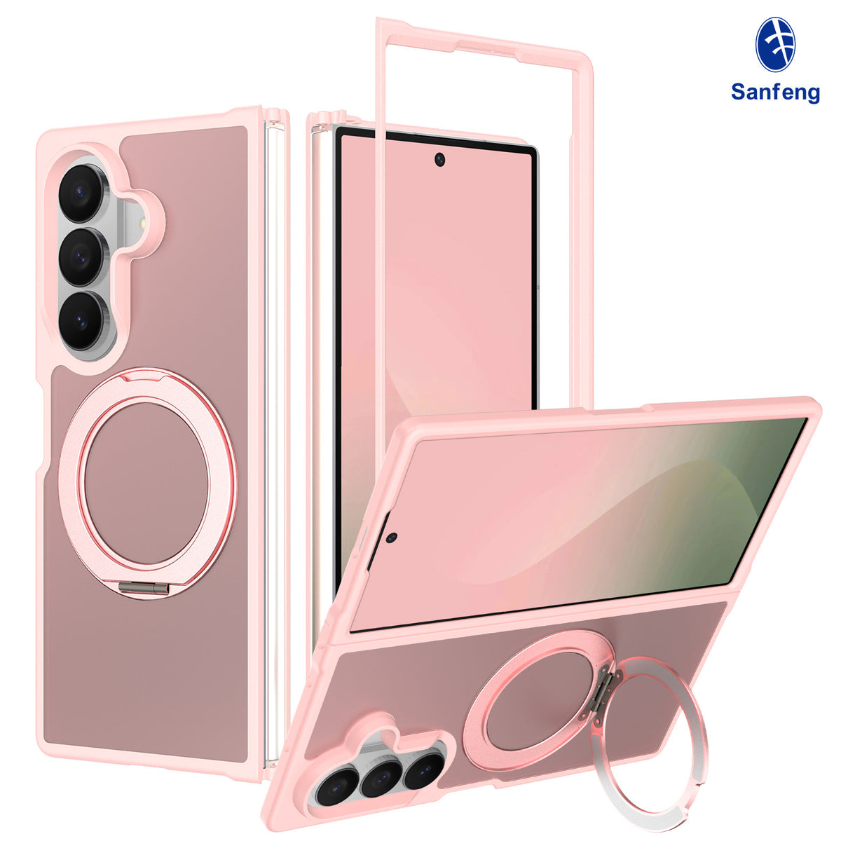 Magnetic Stand Phone Case for Samsung Galaxy Z Fold 7 / Z Fold 6, 360-Degree Rotating Foldable Protective Cover, Anti-Fall Silicone Matte Finish