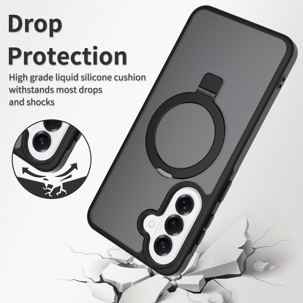 Nordic Style Magnetic Stand Phone Case for Samsung, Anti-Fall TPU Skin-Feel Protective Cover with Built-in Kickstand