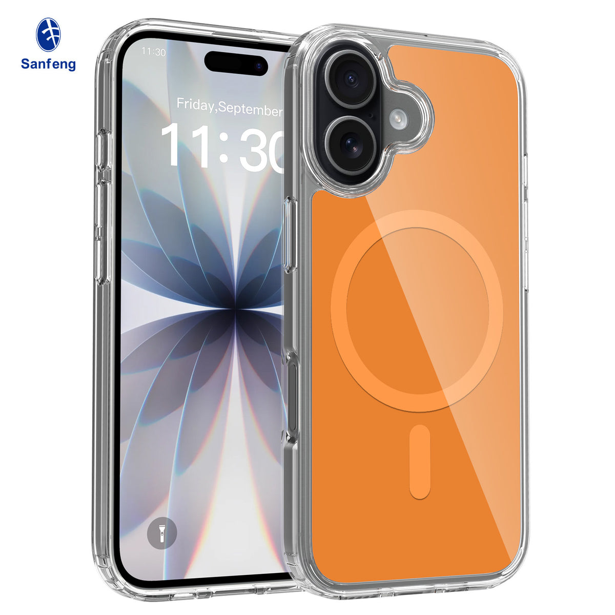 Magnetic Clear Protective Phone Case Compatible with iPhone 17 Air, Transparent TPU Silicone Cover (Transparent + Orange)