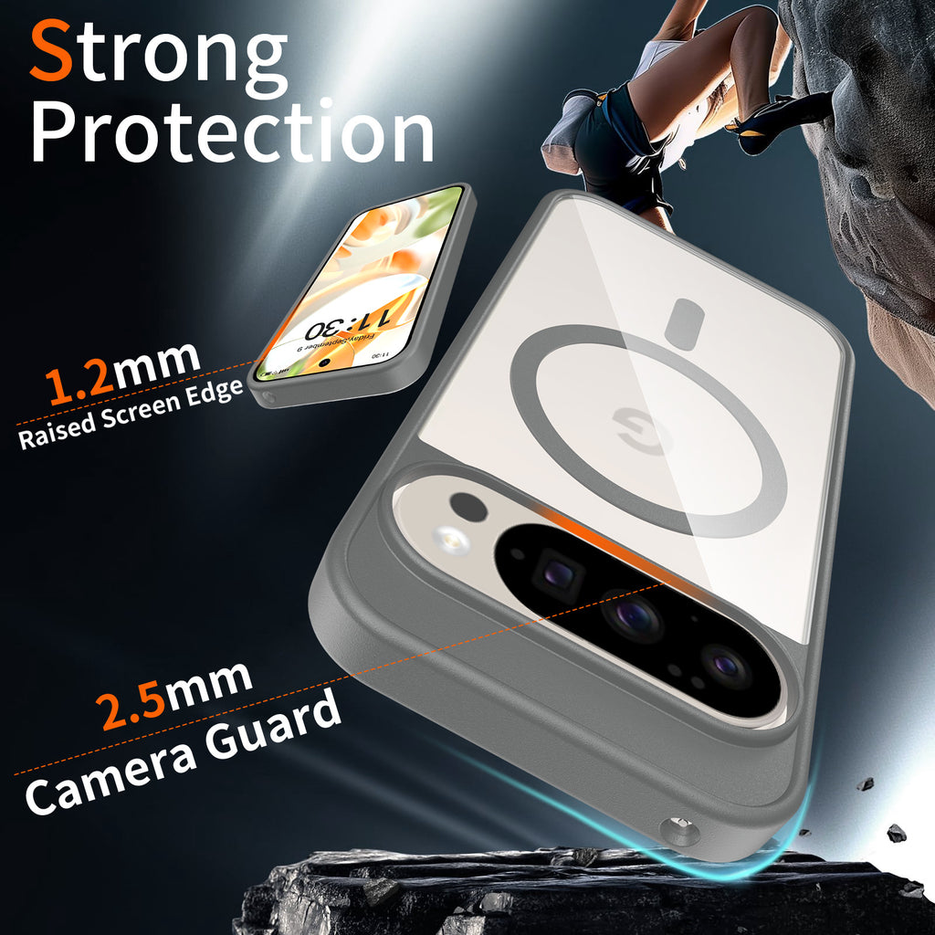Magnetic Transparent Phone Case for Google Pixel 9 / 10 Series, Shockproof TPU+PC Hybrid Protective Cover