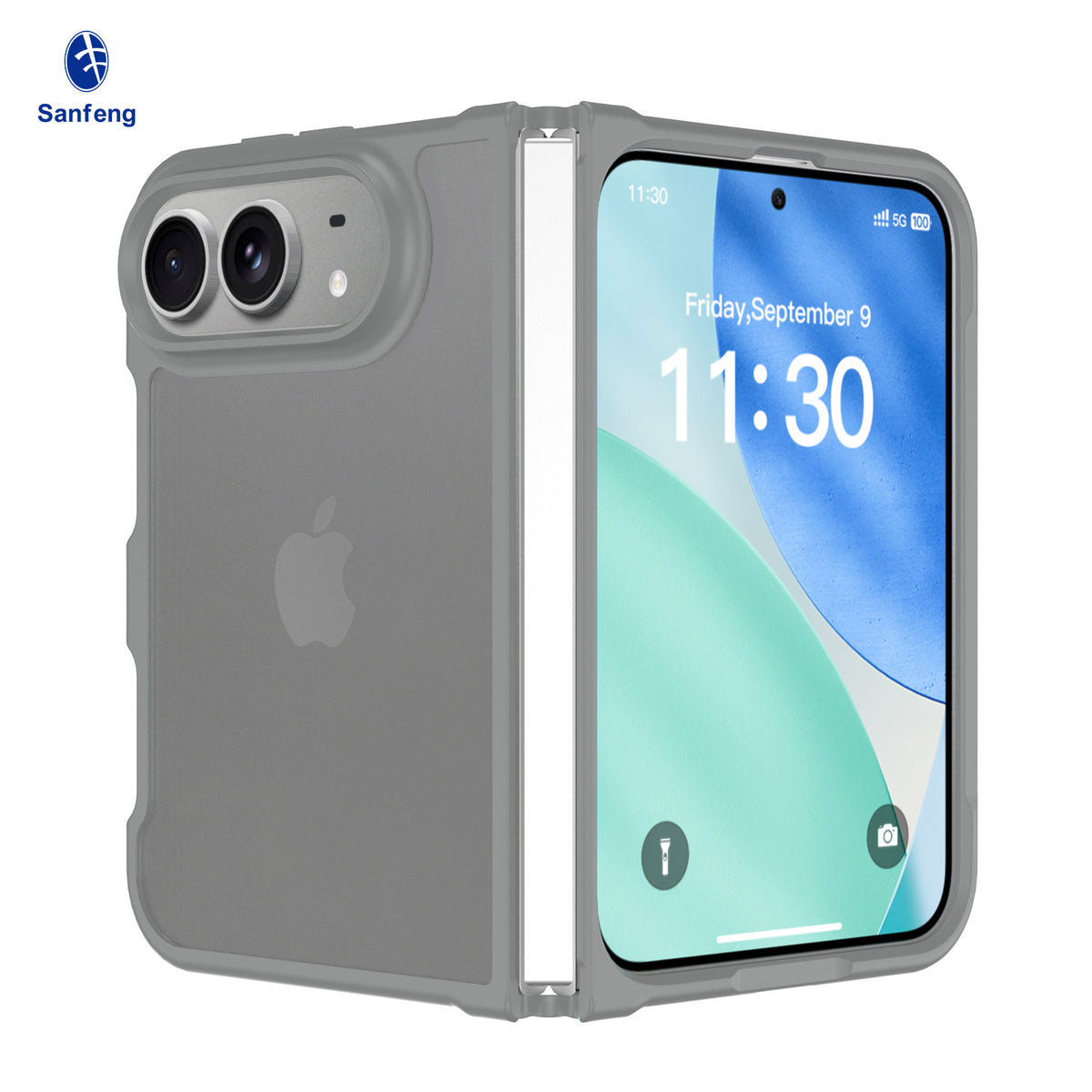 Sanfeng Matte Skin-Feel TPU Protective Case for iPhone, Semi-Transparent Anti-Fall Phone Cover
