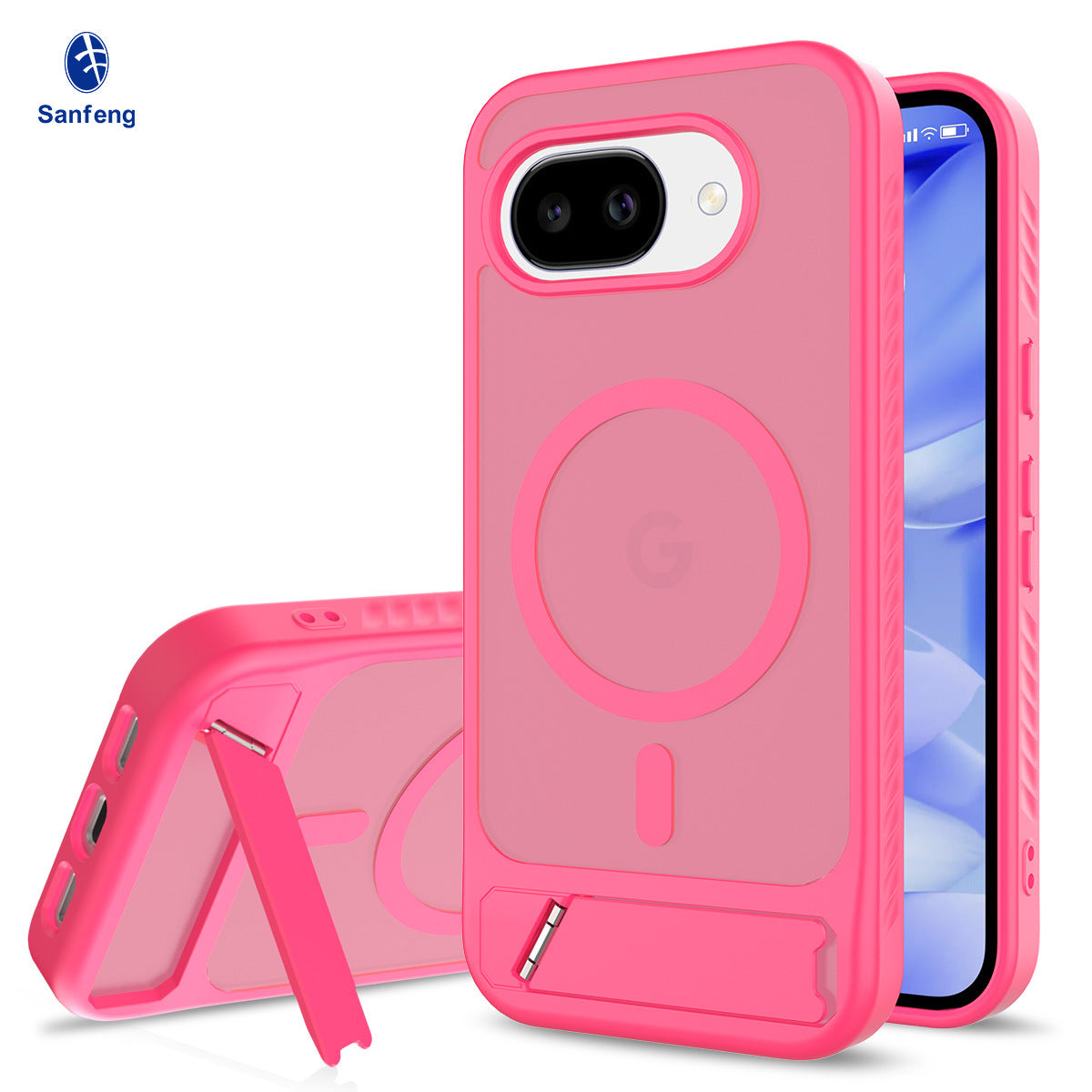 Magnetic Kickstand Phone Case, Frosted Matte 2-in-1 TPU+PC Shockproof Protective Cover with Invisible Bracket and Anti-Fingerprint Finish
