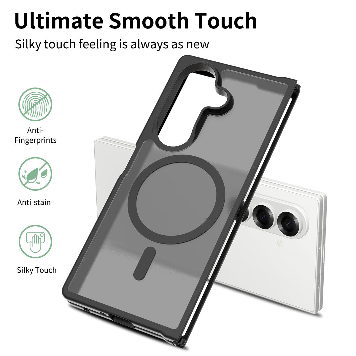 Magnetic Two-in-One Folding Phone Case for Samsung Galaxy Z Fold 7 & Z Fold 6, Matte Skin-Feel TPU Anti-Fall Cover