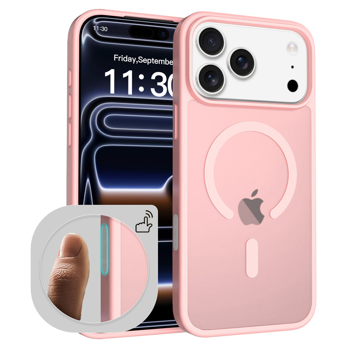 Sanfeng Skin-Feel Magnetic TPU Phone Case with Smart Button Cover, Anti-Fall Protective Slim Back Shell Compatible with iPhone 17 Air