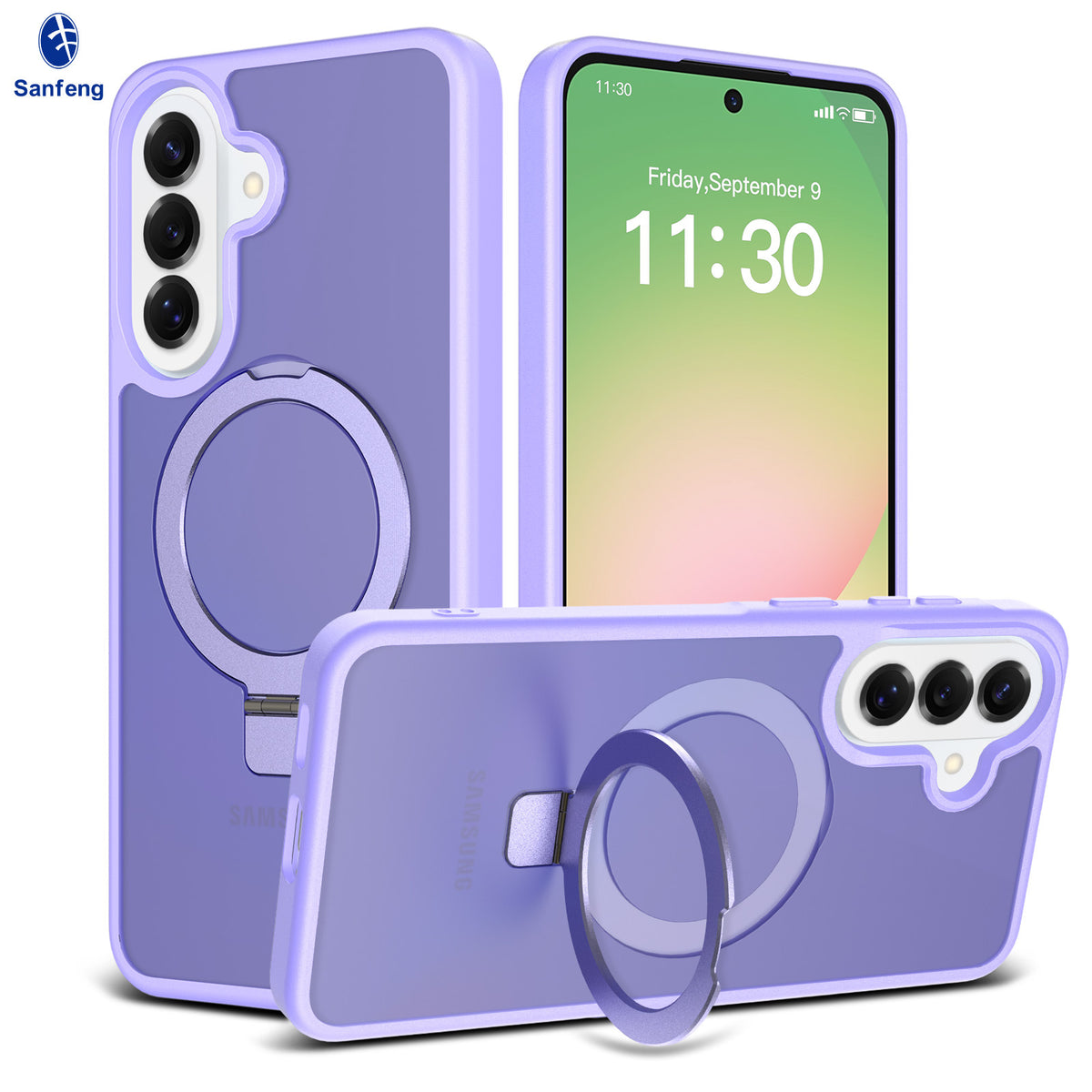 Nordic Style Magnetic Stand Phone Case for Samsung, Anti-Fall TPU Skin-Feel Protective Cover with Built-in Kickstand