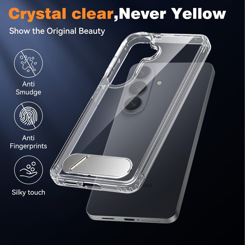 Clear Stand Case for Samsung Galaxy S26 Series and S25 Plus, Shockproof Flexible TPU Protective Phone Cover with Invisible Kickstand