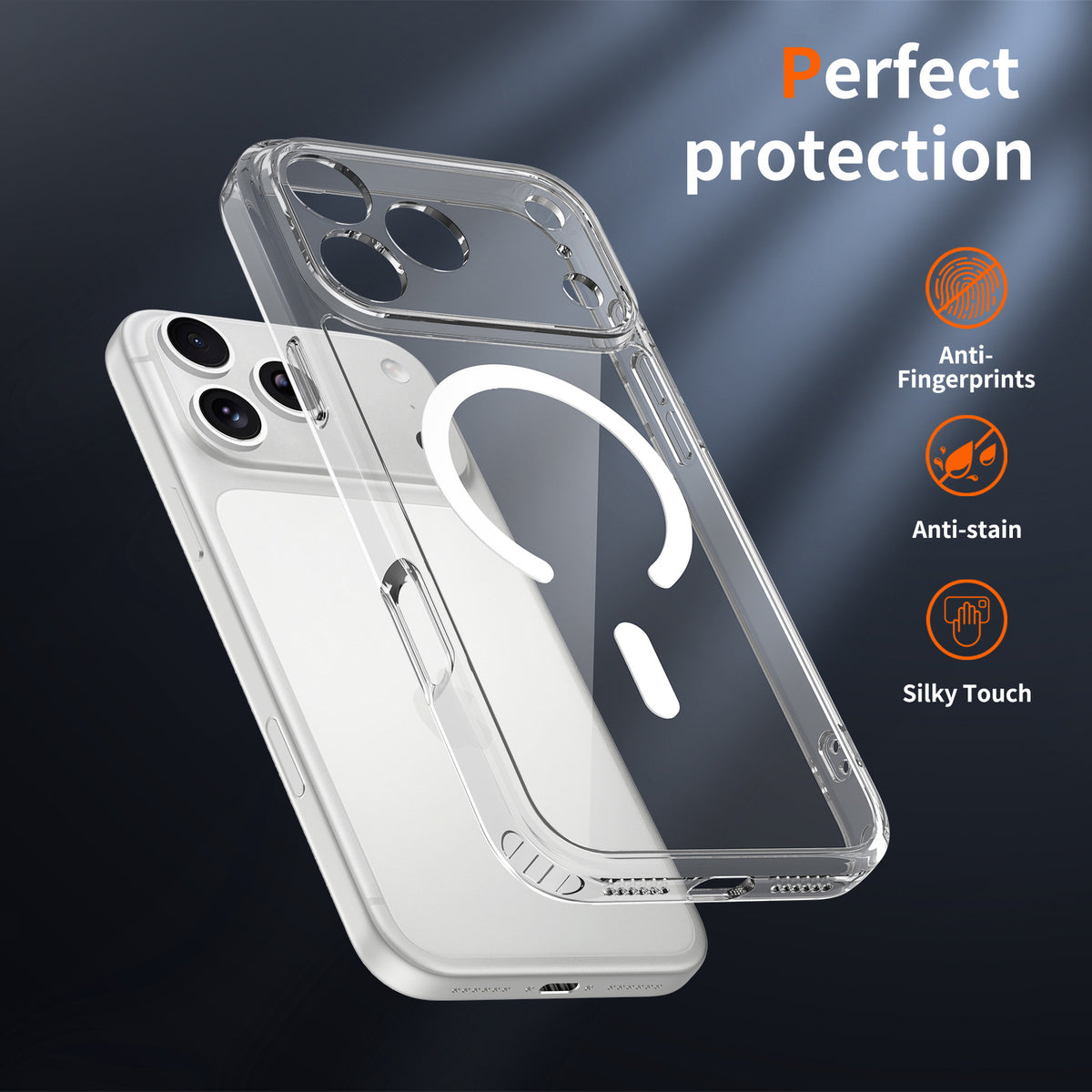 Sanfeng Clear Magnetic Phone Case for iPhone 16 Pro Max, Ultra-Thin Shockproof TPU Protective Cover with Precise Camera Protection