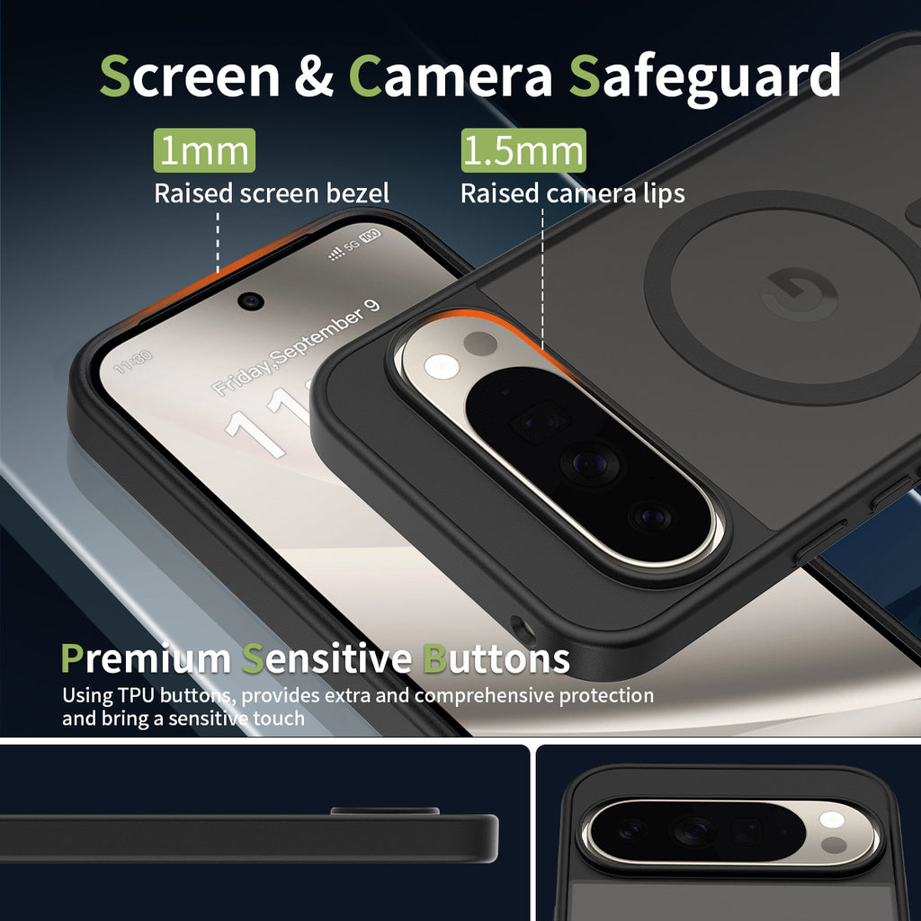 Magnetic Frosted Translucent Case Compatible with Google Pixel, Thickened Shockproof TPU Anti-Fall Protective Cover