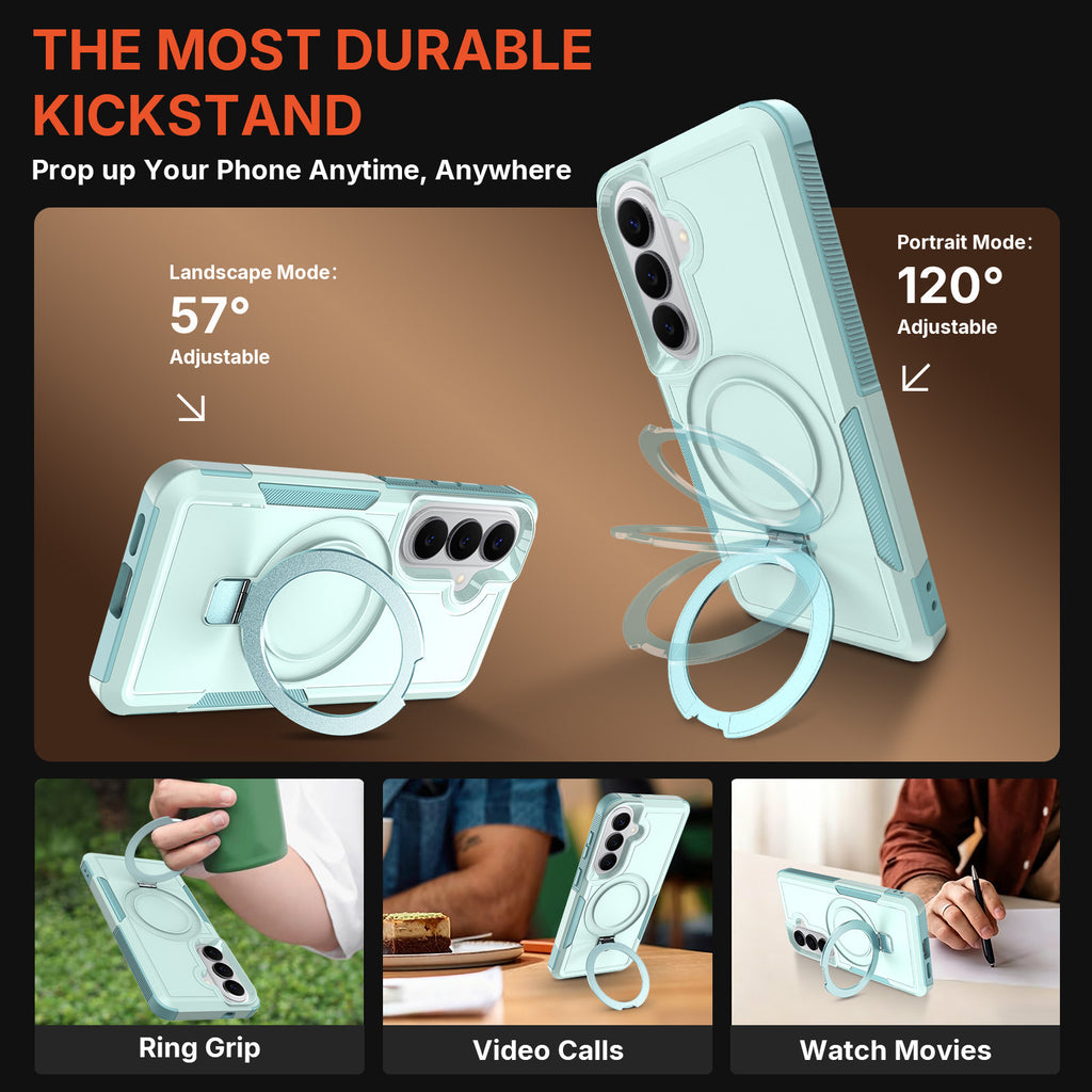 Magnetic Phone Case with Invisible Rotating Stand for Samsung Galaxy S25 S24 S23 Ultra Plus, Frosted TPU Anti-Fall Matte Protective Cover